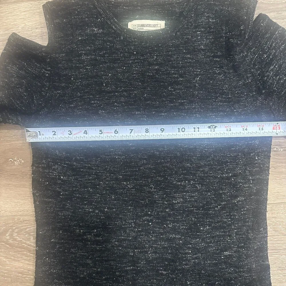 Current Elliott Cold Shoulder Knit Sweater Charcoal Black Long Sleeve Top - 0 XS